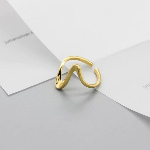 *NEW Gold/Sterling Silver Wave Adjustable Ring - Picture 6 of 11